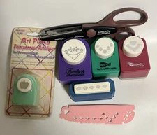 Lot Of 5 Paper Punches & 1 Scissor Edger