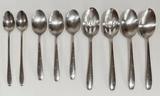 VTG Wallace ~ BRIGHT STAR ~ Lot Of 9 Slotted Serving Soup Iced Tea Spoons MCM