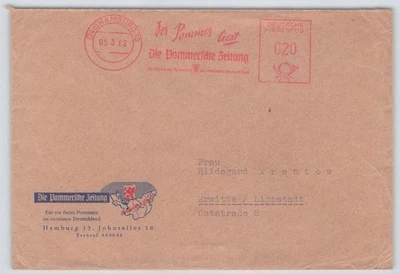Bund Freistempel-Beleg HAMBURG 1962 Die Pommersche Zeitung [056] - Bild 1 von 2