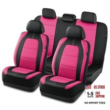 Car Seat Cover, Leather Car Seat Cover Automotive Full Set Hot Pink Full Set