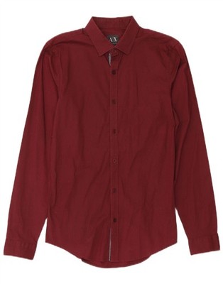 Armani Exchange Herren Super Slim Fit Hemd Small Burgund Baumwolle DA05