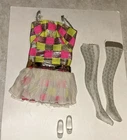 Vintage 1968 Barbie Doll #1814 Sparkle Squares Dress, White Shoes and Stockings