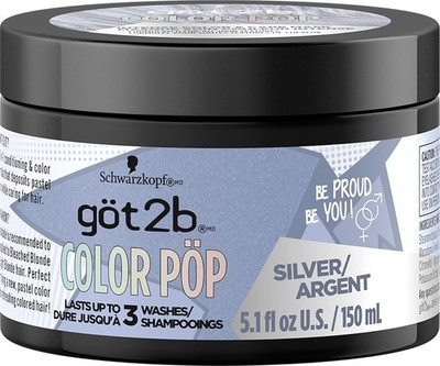 (6 Pack)Got2b Color Pop Semi Permanent Hair Color Silver Hair Colour Mask, 5.1oz