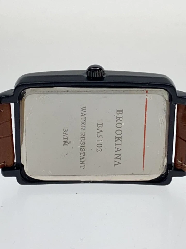 Reloj Brookiana Analógico Cuero Negro Marrón Elegante Estilo Excelente JAPÓN Foto 3 de 4