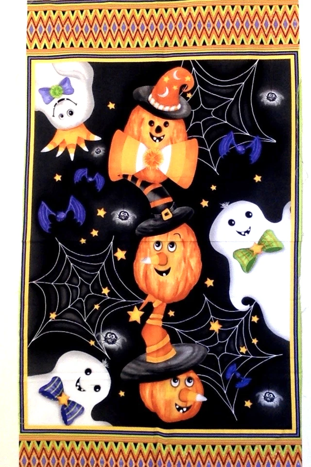 Painel de tecido Happy Haunting verde gail Henry Glass & Co. Painel de tecido para artesanato - Imagem 2 de 4