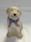 Fenton Opal Satin Yankee Doodle American Dog Signed Red White Blue W Star