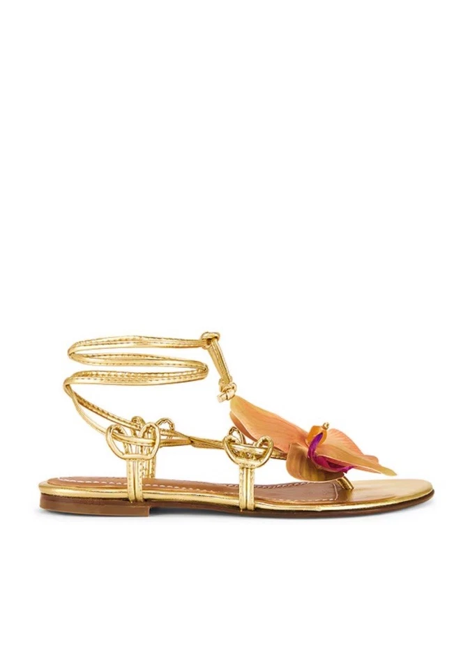 Alameda Turquesa Victoria Flower Sandals In Gold Women's EU 39/US 8-8.5 EUC - Image 4 of 4
