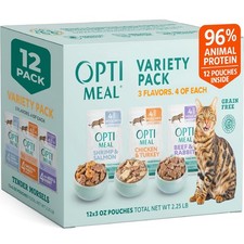 Optimeal Wet Cat Food Variety Pack - Grain Free Tender 3 Ounce Pack of 12 