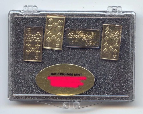 Buckingham Mint,1982 2 Gram Playing Card Silver Bar,(4) 10's,8 Grams Total,0.999