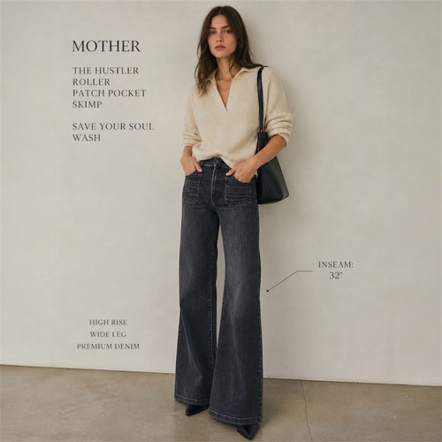 MOTHER Hustler Roller Patch Pocket Jeans Skimp Save Your Soul Wide Leg Crop