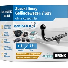 BRINK ANHÄNGERKUPPLUNG abnehmbar für Suzuki Jimny 98-18 +13pol E-Satz spezifisch