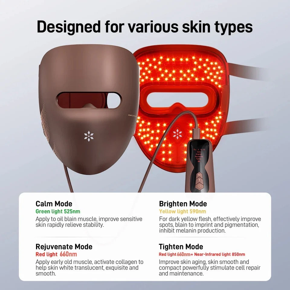 NEW 9D Photon Mask NIR 328 LED Phototherapy Face Neck Beauty Skin Rejuvenation - image 3 of 4