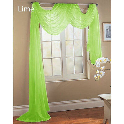 Trendy lime green window valance A Set Of Two 2 Lime Green Scarf Sheer Voile Window Curtain Drapes Valance Ebay