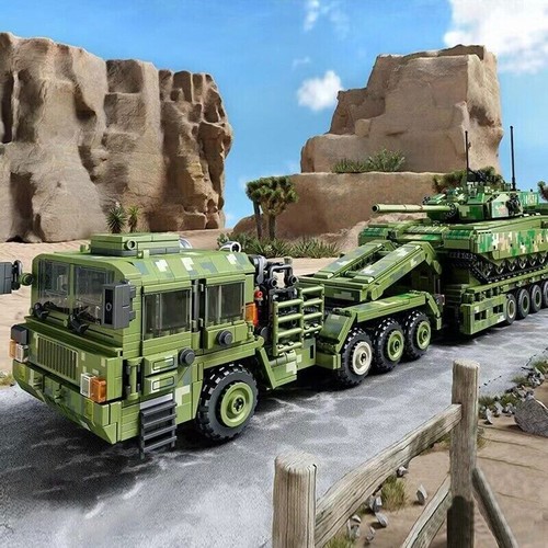 Building Blocks MOC WW2 Military 99A Tank Transporter DIY Bricks Model Kids Toys - Bild 7 von 11
