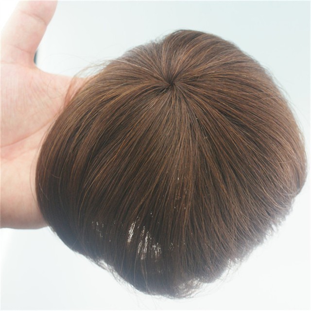 Silk Top Black 100 Human Hair Replacement Systems Women Hairpiece