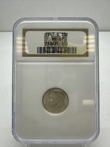1947-S Silver Roosevelt Dime NGC MS 67 Gorgeous White Coin BLK15