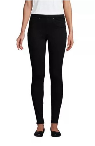 Lands' End elastische High Rise Pull On Skinny Legging Jeans schwarz 12