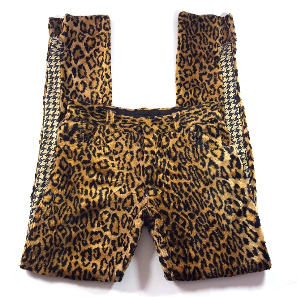 Pantalones para mujer Lip Service estampado de leopardo marrón beige negro con cinturón 29 vintage Foto 2 de 4