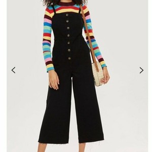 topshop black denim jumpsuit