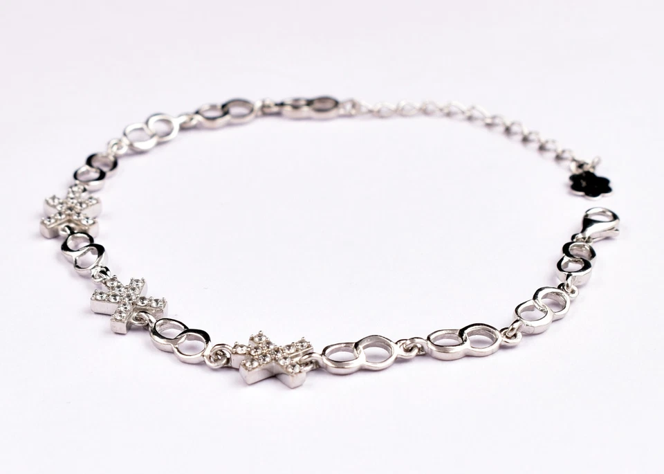 Hermosa pulsera artesanal de piedras preciosas de circón de plata de ley 925 Foto 4 de 4