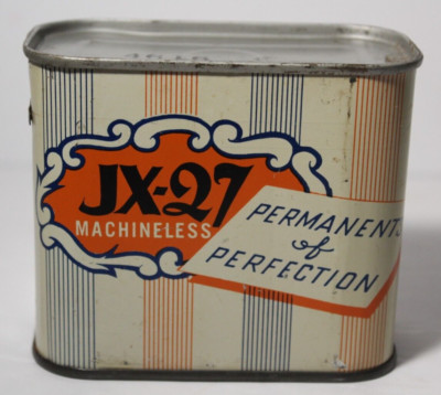 1950s New Vintage Keywind Tin Vienna Beauty Products JX-27 Permanent Hair Tin