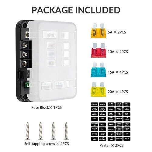 12V Fuse Block with Relay Automotive 6 Circuits Fuse and Relay Box with Acc Int - Picture 5 of 6