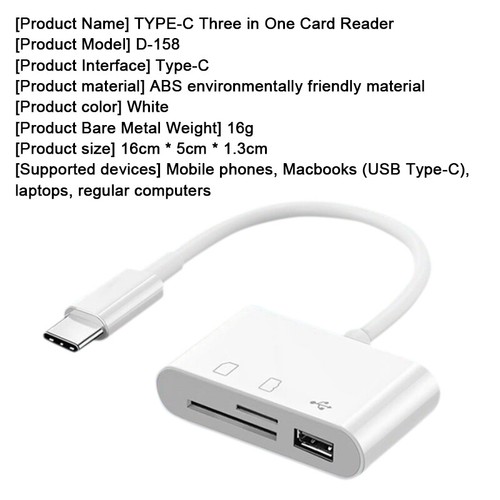 Versatile USB-C Micro Adapter, Type-C Memory Card Reader Writer For MacBook, f - Zdjęcie 10 z 14