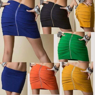 SeXy Miss women's zipper pencil mini skirt pleated look 34 36 38 mustard rust blue green