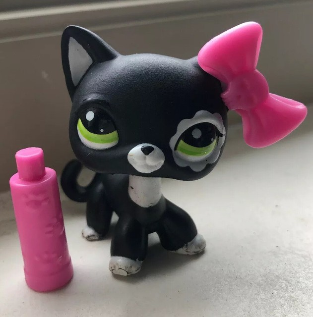 Authentic LPS #2249 Black Short Hair Cat Littlest Pet Shop Green Eyes Kitty | eBay