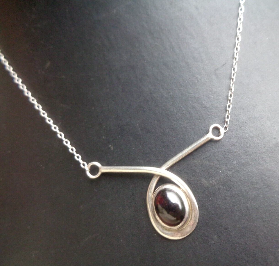 Attraente Argento Sterling & Rosso Ambra Moderni Ciondolo 925 - Immagine 2 di 4