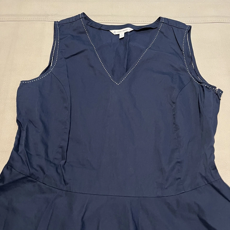 Brooks Brothers Navy V-Neck Sleeveless Preppy Nautical Girl Dress Youth-8-9153 - Image 2 of 4