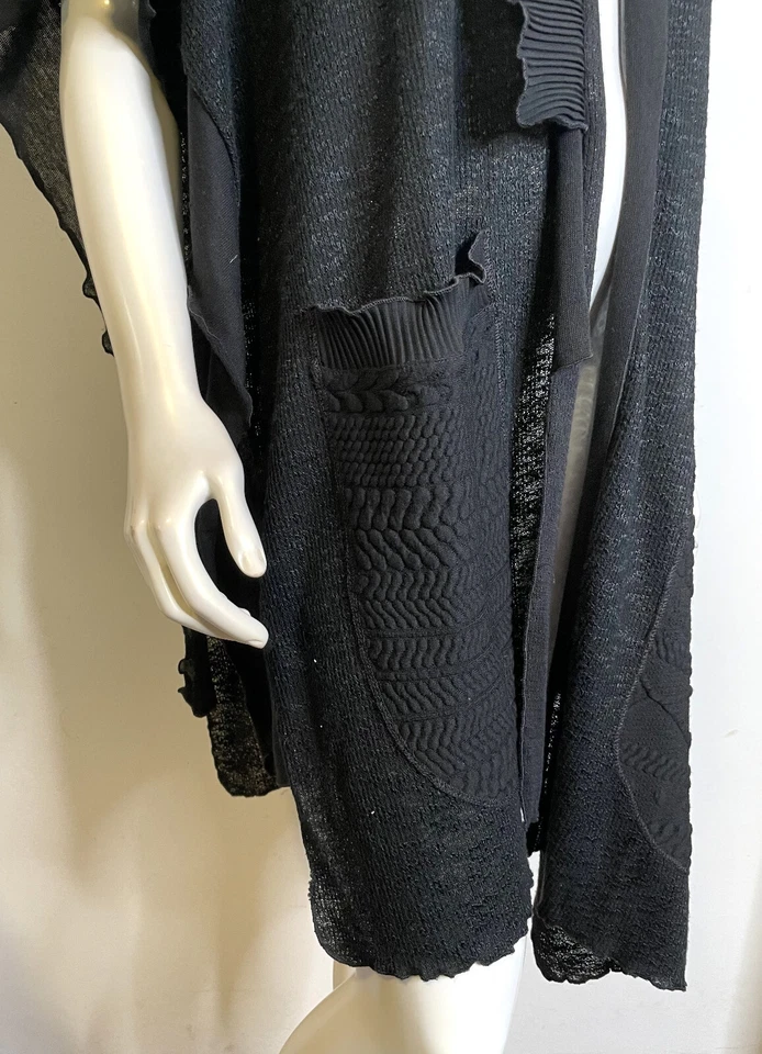 Poncho Lee Andersen Negro Capa Envolvente Tejido OS S M L XL Suéter Bolsillos Foto 4 de 4