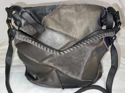 Lucky Brand Leather Patchwork Bag Hobo Women’s Purse. GREAT Condition UNIQUE - Picture 2 of 16