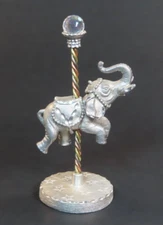 Vintage 1994 Miniature Spoontiques Pewter Carousel Elephant w/ Crystal 3.75"