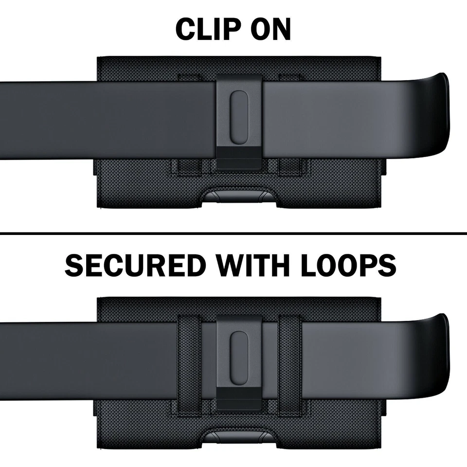 2 Pack XL RUGGED Nylon Cell Phone Belt Holder Holster Case w/Clip Carrying Pouch - Image 4 of 4