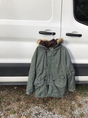 Vintage Flight Type N3B Arctic Parka w/Fur Trim Hood Sz. L arge | eBay