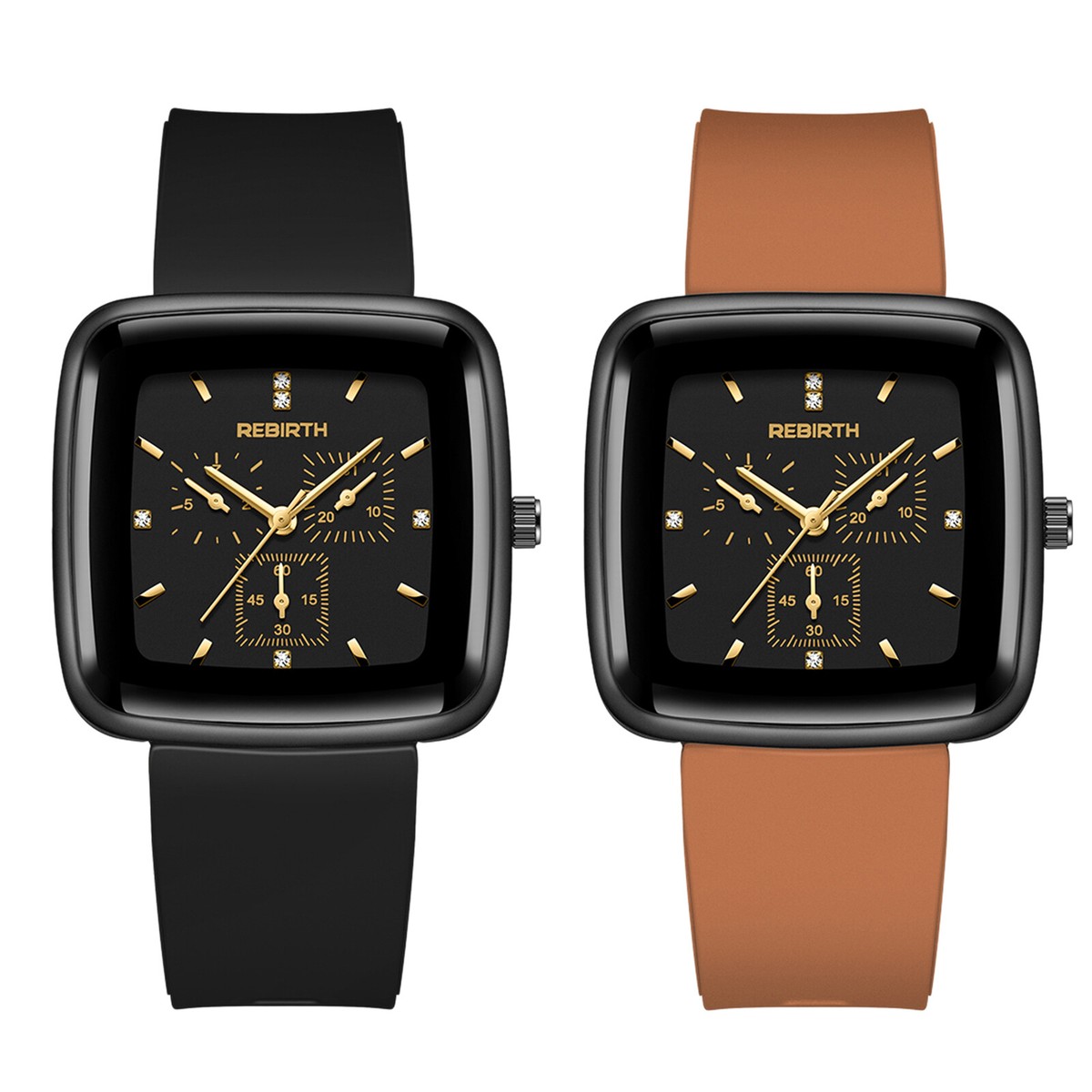 Quartz Square Dial Analog Wristwatch with Silicone Strap Water Resistant BINBOND Quartz Analog Watch for Men Square Large Dial 30M  main image 2