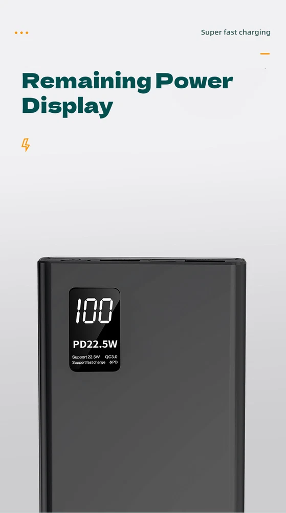 Power Bank 20000mAh 20W Charging Portable External Battery Backup For Cell Phone