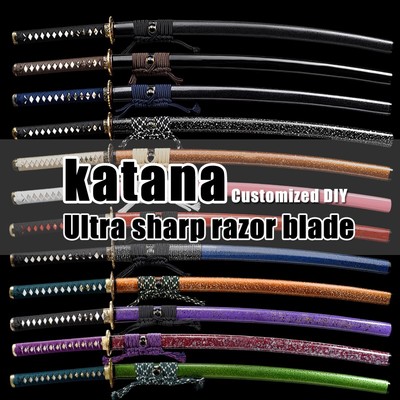 Handmade Japanese katana with ultra sharp mirror that can be customized DIY
