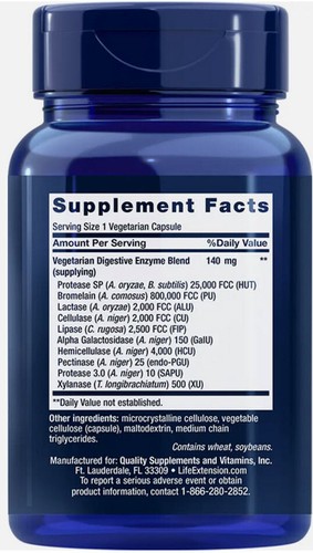 ENHANCED SUPER DIGESTIVE ENZYMES 2 BOTTLES 120 Capsule LIFE EXTENSION - Picture 2 of 8