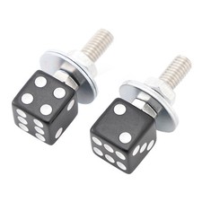 M6 Plastic Custom Head Dice License Plate Frame Screws Bolts Hardware Black X2