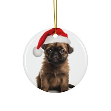 Brussel Griffon Puppy - Ceramic Christmas Ornament - Printed in USA