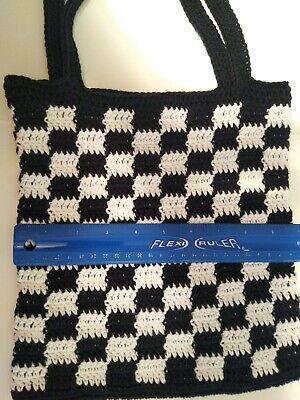 Handmade Trending Checkered Crochet Tote Bag. New