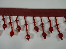 Conso 1 1/2" Lantern Beaded Fringe ~Red Lamp Costume Trim Crafts ~By the Yard
