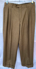 VTG 80S..NEIMAN MARCUS..BROWN..WOOL..TROUSERS..PANTS..PLEATED..CUFFS..34" 29"