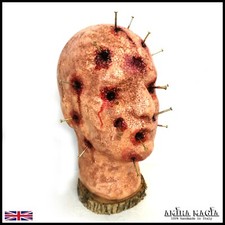 Voodoo Doll Decor Black Magic Ritual Death Voo Doo Head with Pins Cursed Haunted