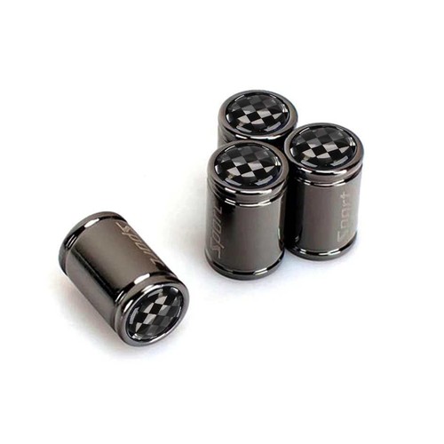 Sport Tire Valve Stem Cover Cap For All Car Models Black Silver Set Of 4 - Picture 8 of 9