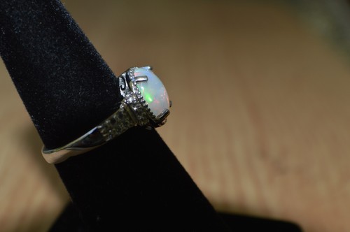 1.75ct Ethiopian Opal / Zircon Ring Platinum over Sterling Silver Size 6 - Picture 10 of 10