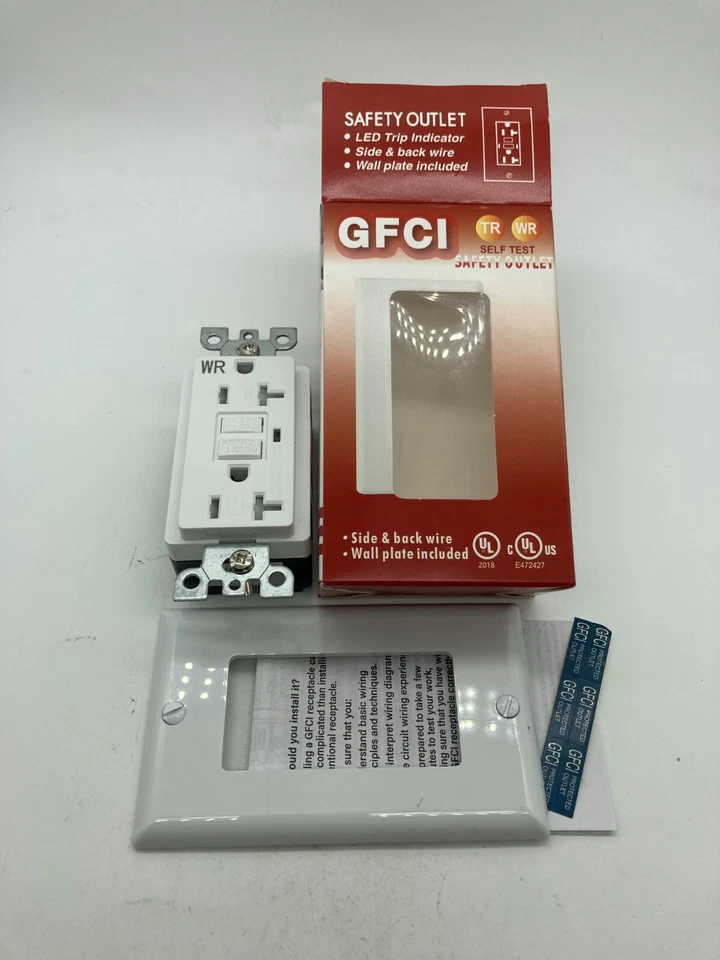 10PK GFCI GFI Outlet 20Amp WR/TR White GFCI Receptacles Outdoor Kitchen Bathroom - Image 2 of 4