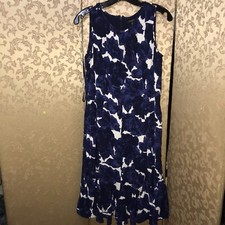 Talbots Petites Blue Floral A-Line Dress Size 12P 12